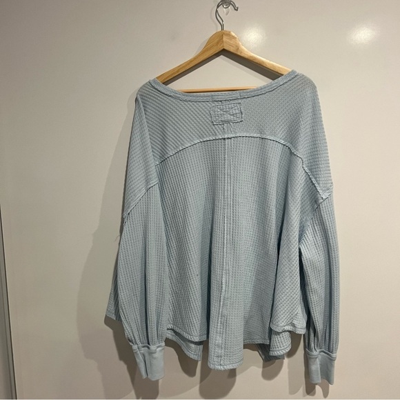 Free People Coraline Waffle Knit V-Neck Long Sleeve Thermal - Picture 5 of 10
